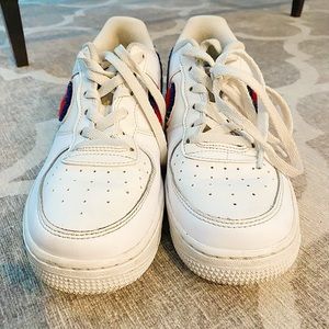 White, Blue, and Red Nike Air Force 1’s size 8